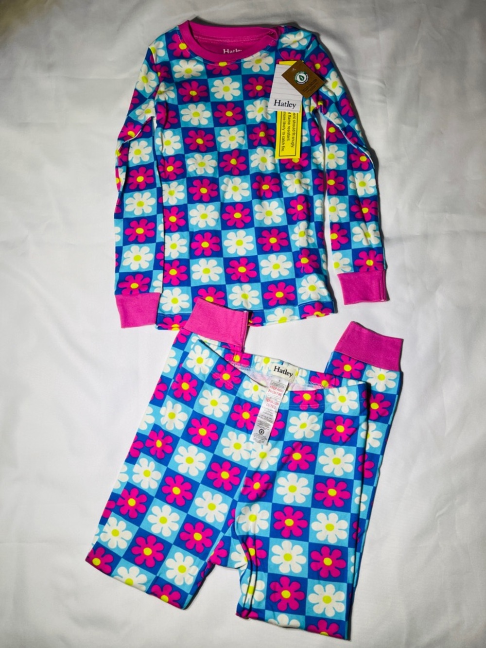 Hatley Blue & Pink Floral Grid Pajama Set